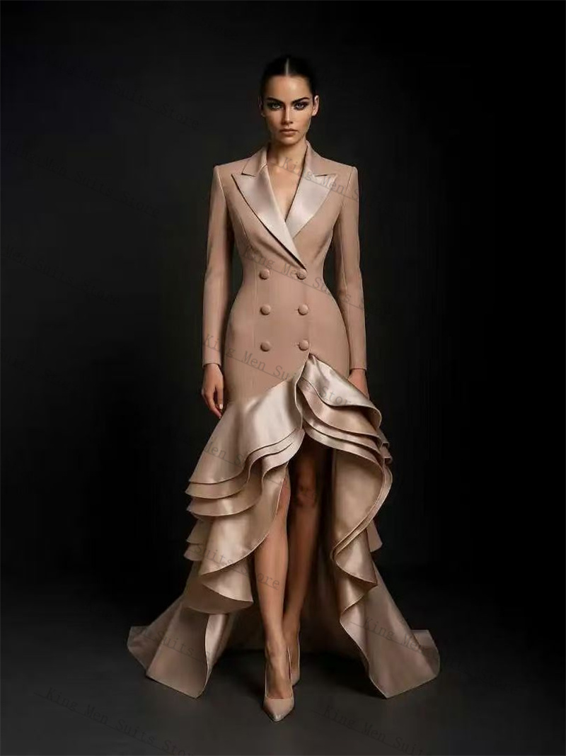 Women'S Formal Wear Tuxedo - Champagnerfarbene Damenanzüge, 1-teilig, langer Blazer, Ballkleid,