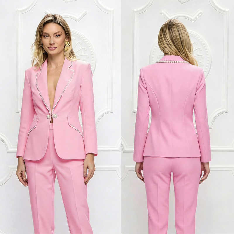 Women Formal Wear For Graduation - Modische Damen-Blazer-Sets mit Perlen und Pailletten,