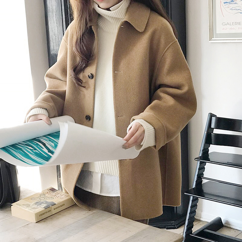 Tailored Coat Wool - Zoki Herbst Faux Wolle Mantel Frauen