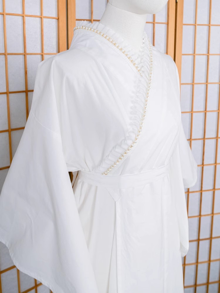 Japanese Women Formal Wear - Kimono-Unterwäsche mit Spitzenbesatz, weiße Baumwolle, formelle