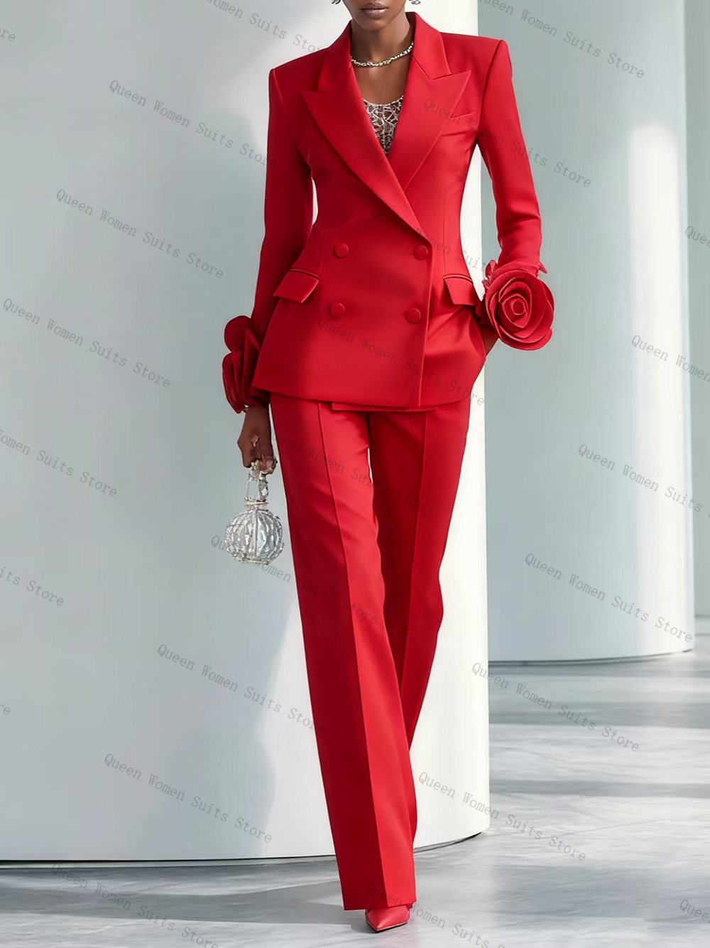 Women'S Formal Wear Tuxedo - Luxuriöses rotes Damen-Anzug-Set, 2-teilig, Blazer +