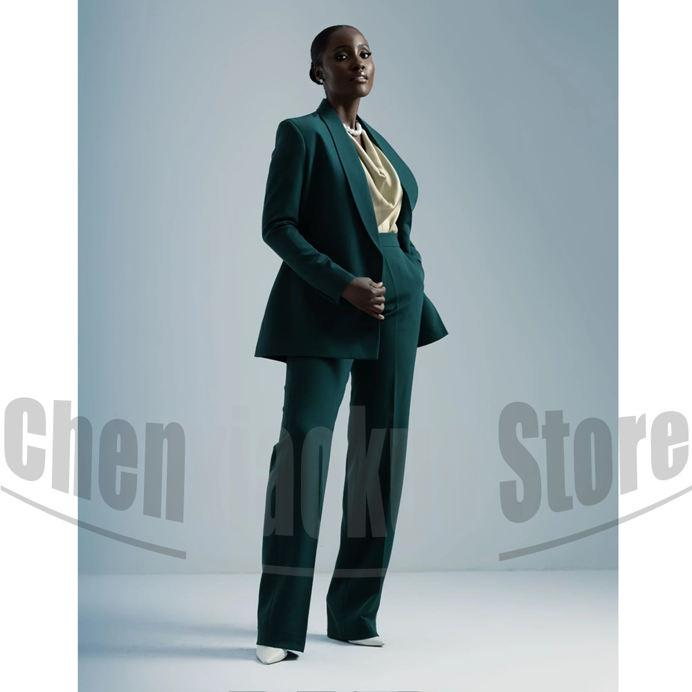 Women Formal Wear Shirt And Pant - Damen-Anzug mit Gürtel-Blazer und Weiten Hosen,