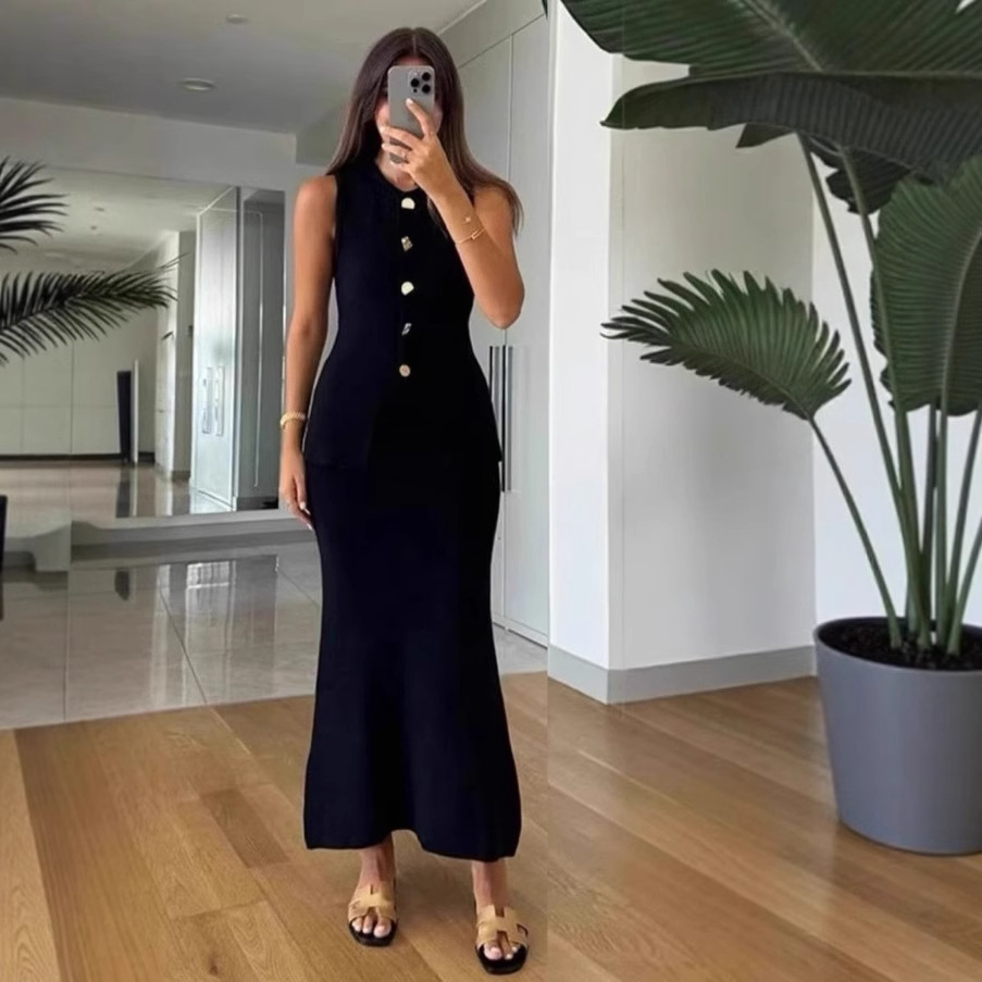 Women'S Office Formal Wear For Ladies - Einreihiges, ärmelloses, figurbetontes Oberteil mit Rundhalsausschnitt
