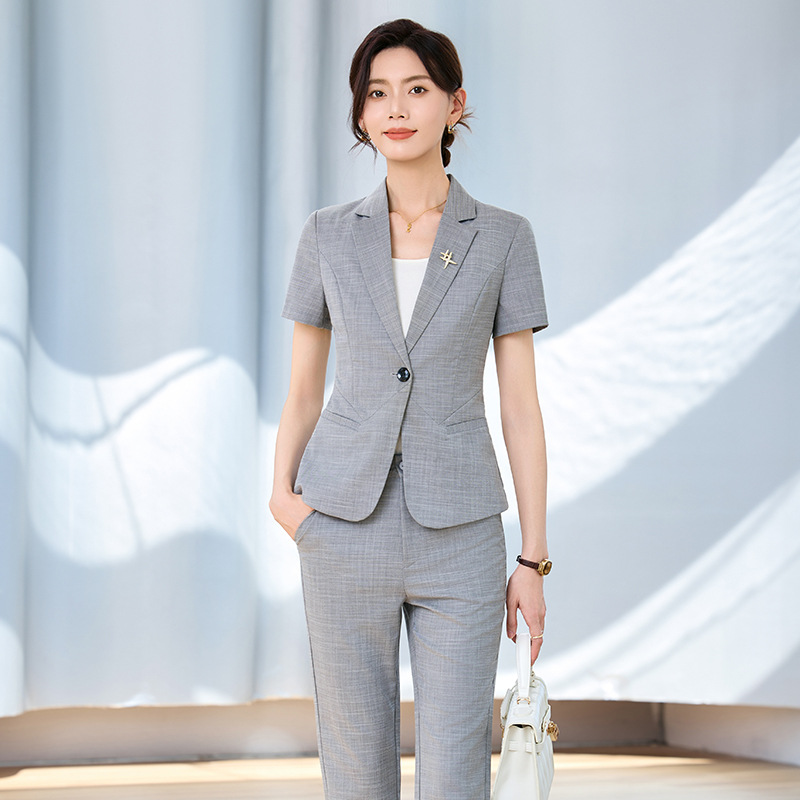 Women Formal Wear Shirt And Pant - Damen-Kurzarm-Anzugset für Frühling und Sommer, professionelle