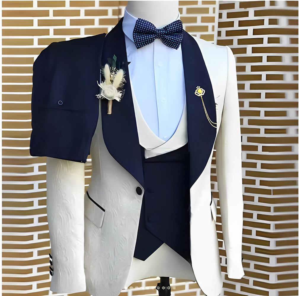 Tailored Coat Wool - Elegante weiße Jacquard-Anzüge für Herren, für