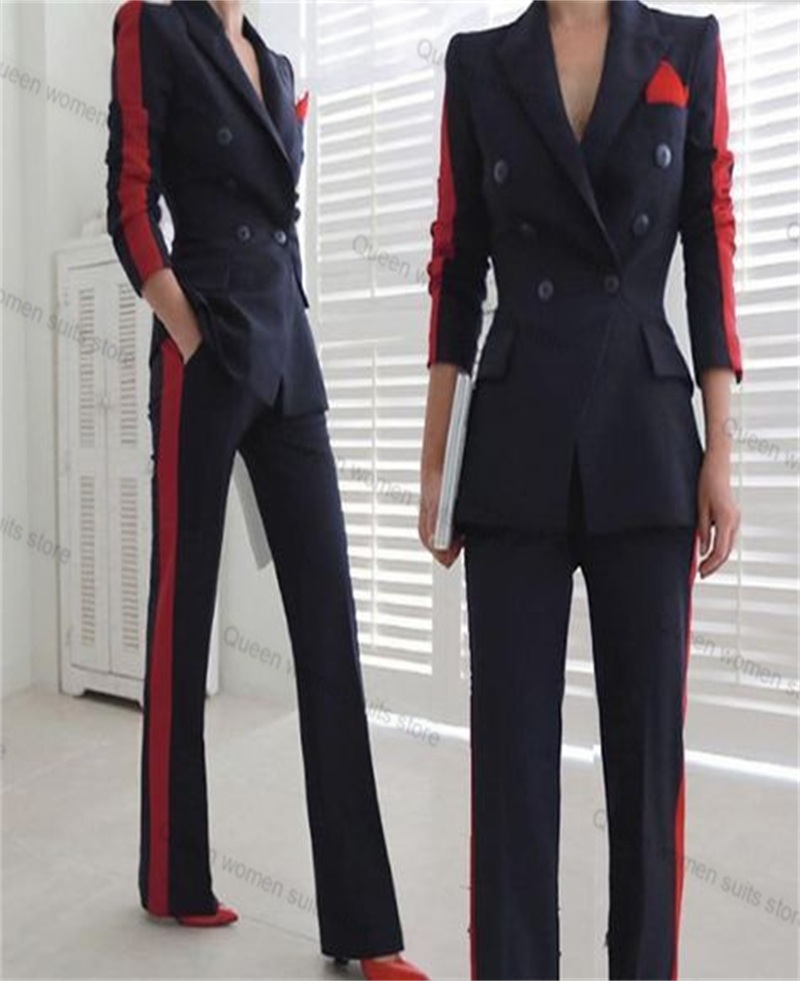 Women'S Formal Wear Tuxedo - Rot Schwarz Herbst Frauen Anzug Set