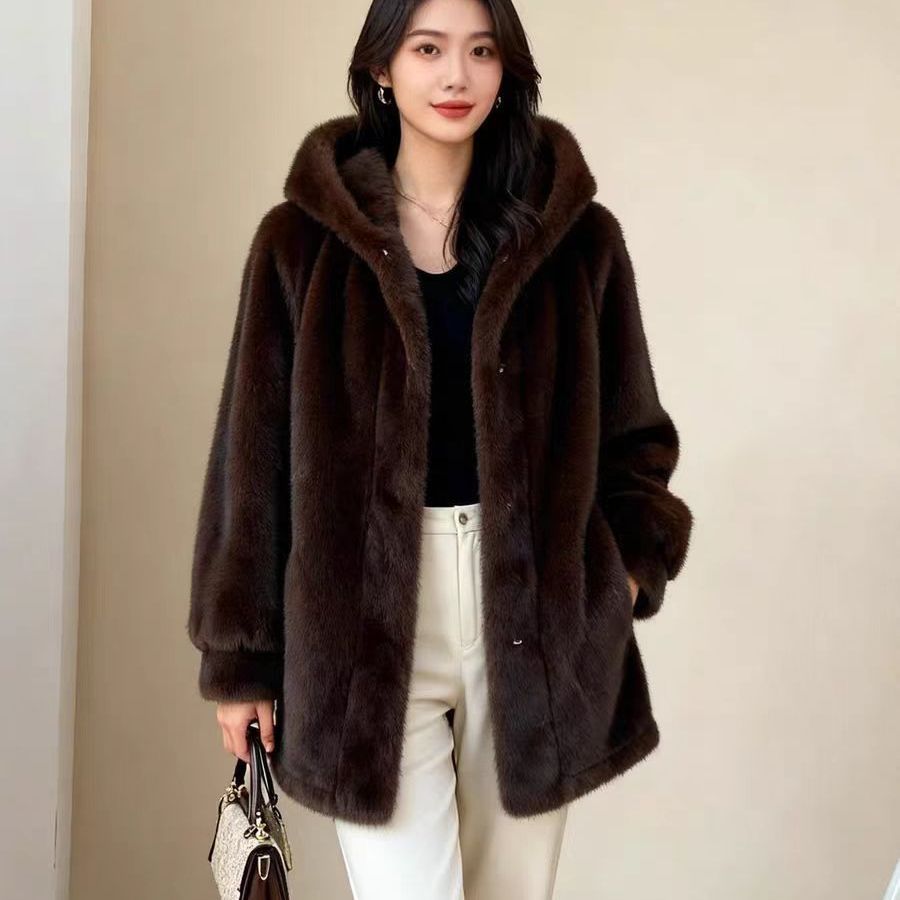 Tailored Coat Wool - Kunstpelz-Nerzmäntel für Damen, Herbst, warme Wolle,