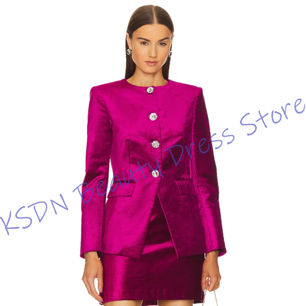 Women'S Formal Wear Pants Suit - Schicker Damen-Einreiher-Anzug in Pink, Satin-Zweiteiler (Jacke
