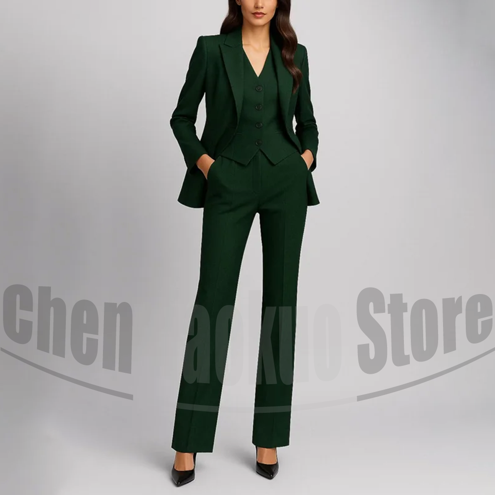 Women Formal Wear Shirt And Pant - Dreiteiliges Anzug-Set für Damen, modisch, spitzes