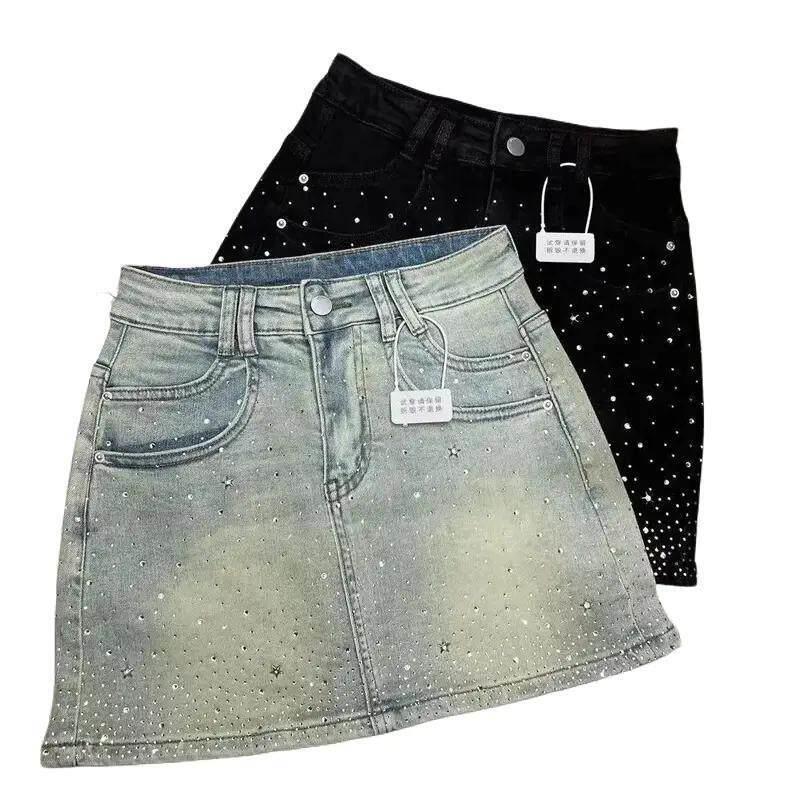 K&G Women'S Formal Wear - K 59702 Strass-Jeansrock Glitzernder Diamant-Verzierter Rock