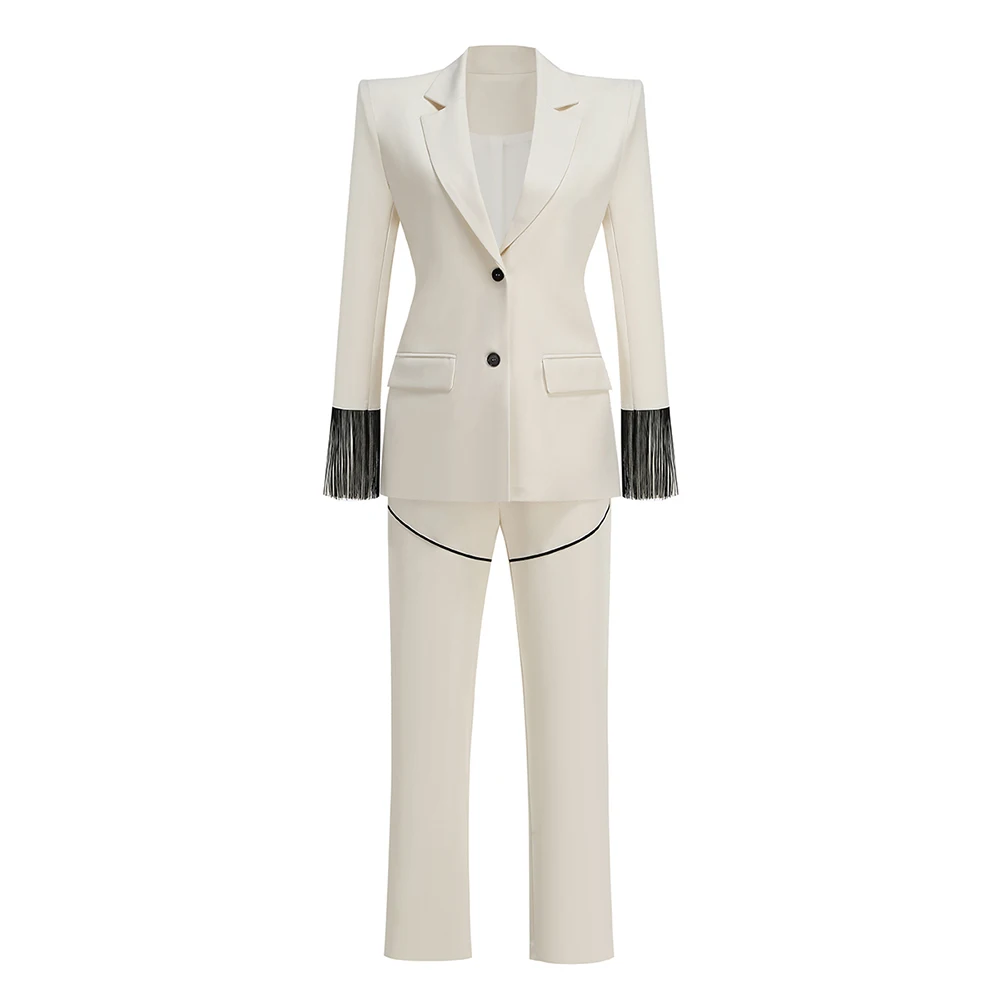 Modische weiße zweiteilige Set – Women Formal Wear Without Blazer Bewertung und Preis