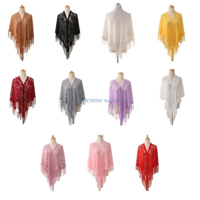 340D-Schal mit Spitzenfransen  – Women Formal Event Wear Bewertung und Preis