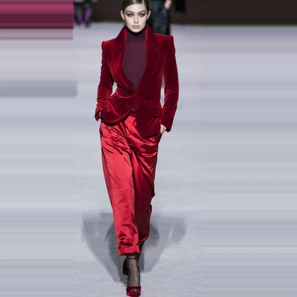 Frauen Hose Anzüge Wein Rot Sa – Women'S Formal Wear Tuxedo Bewertung und Preis